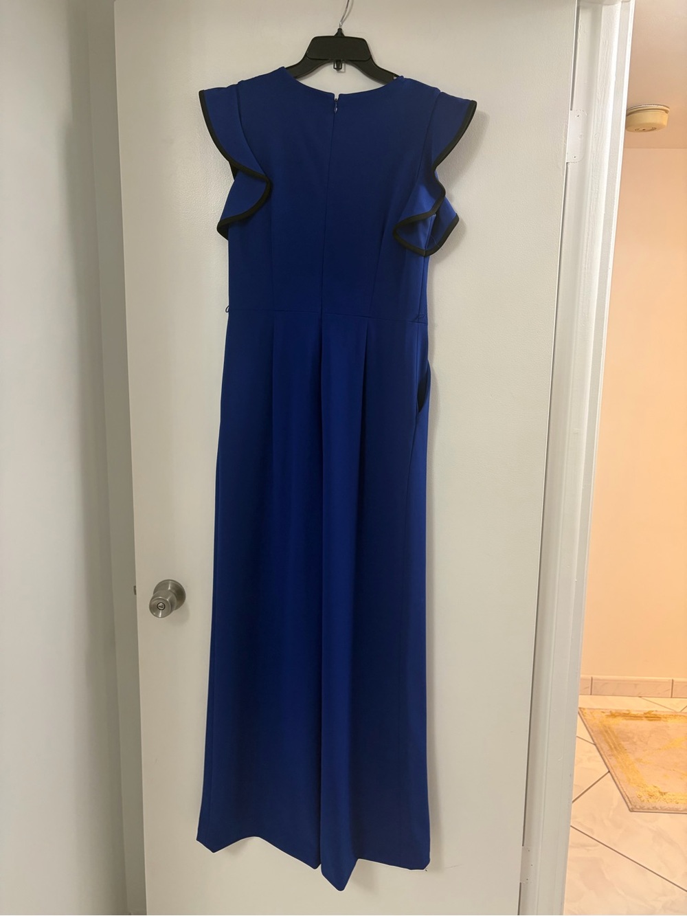 Calvin Klein Royal Blue Ruffle-Sleeve Jumpsuit